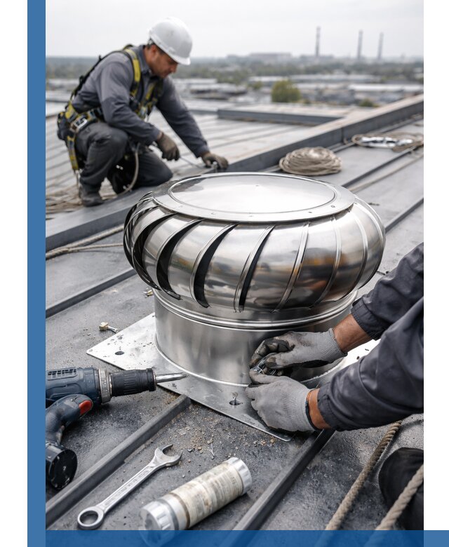 Установка дефлекторов на кровле в Тюмени профессионально