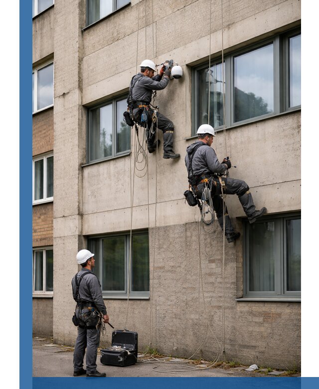 Монтаж фасадных камер видеонаблюдения в Тюмени под ключ