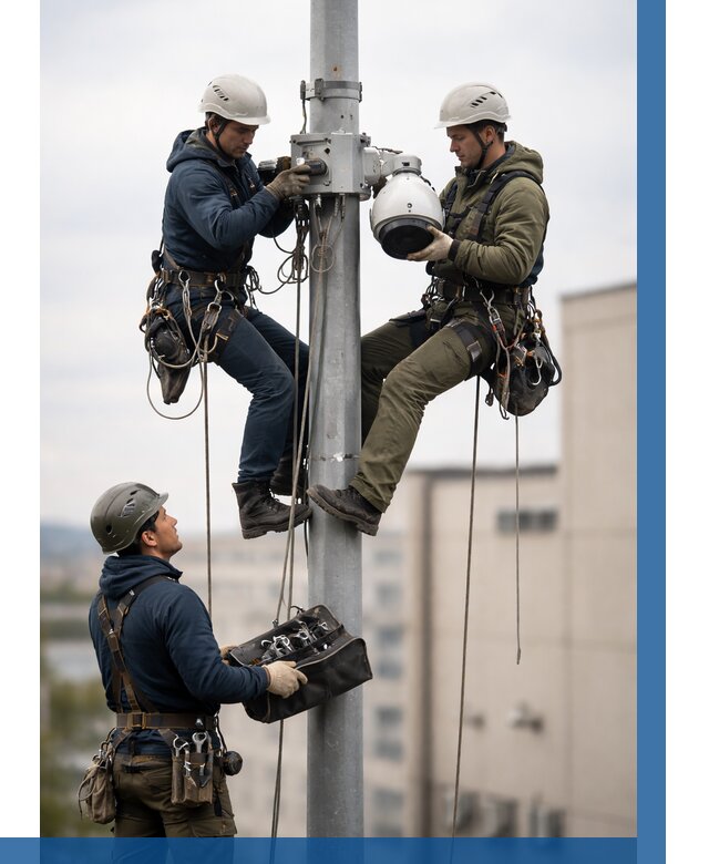 Установка видеокамер на мачте в Тюмени от 8676 р. | ВЫСОТНИК-Тюм