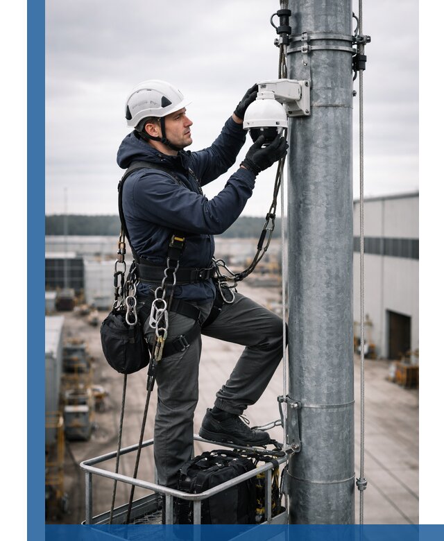 Профессиональная установка видеокамер на мачте в Тюмени