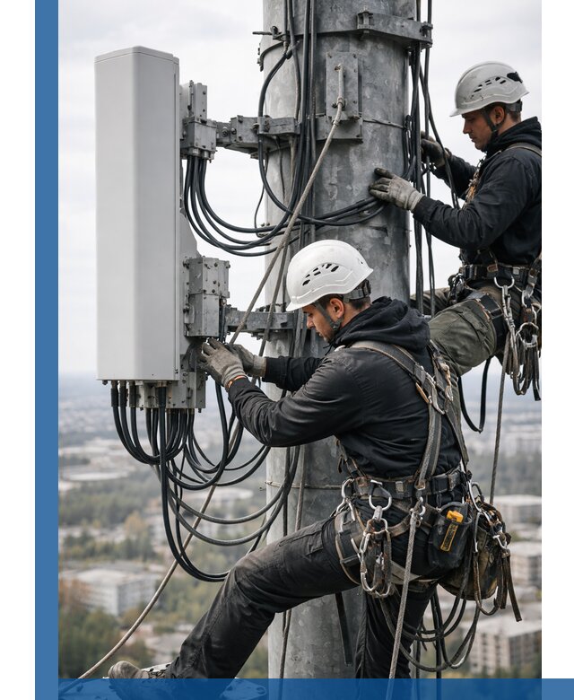 Монтаж оборудования связи на мачте в Тюмени с пусконаладкой