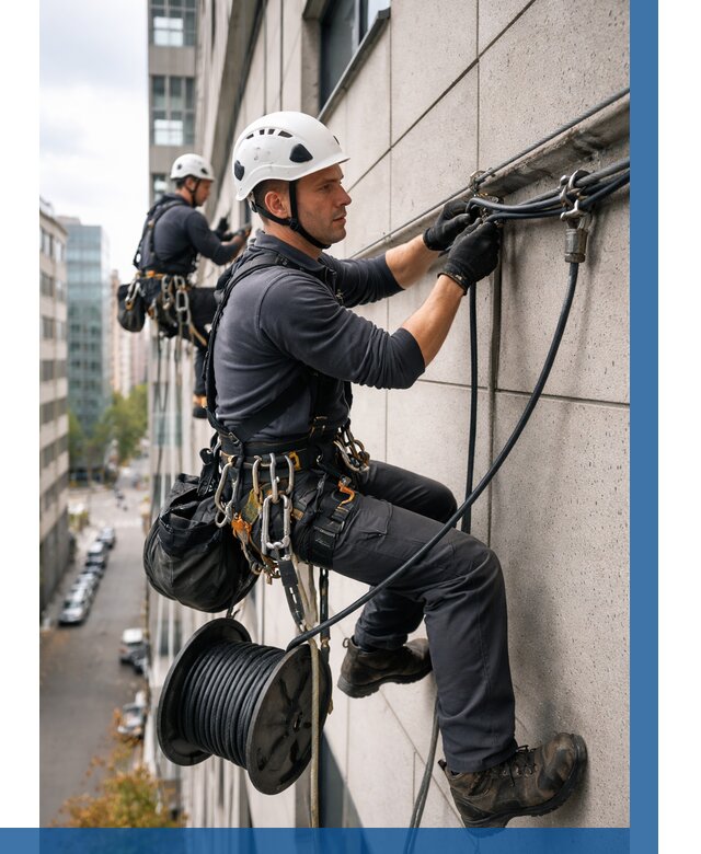 Прокладка кабеля по фасаду в Тюмени от 357 р. | ВЫСОТНИК-Тюм