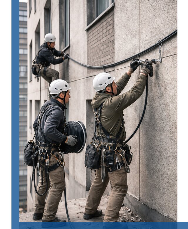 Прокладка кабеля по фасаду в Тюмени, профессиональный монтаж