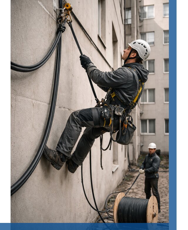 Протяжка кабеля питания на высоте в Тюмени от 459 р. | ВЫСОТНИК-Тюм