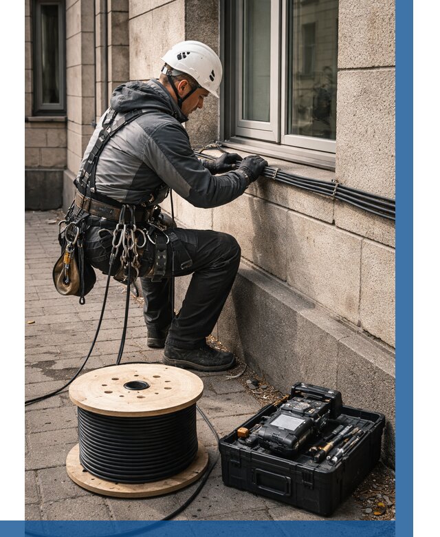 Прокладка оптоволоконного кабеля в Тюмени от 817 р. | ВЫСОТНИК-Тюм