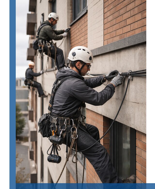 Крепление кабеля на фасаде монтаж и крепеж в Тюмени