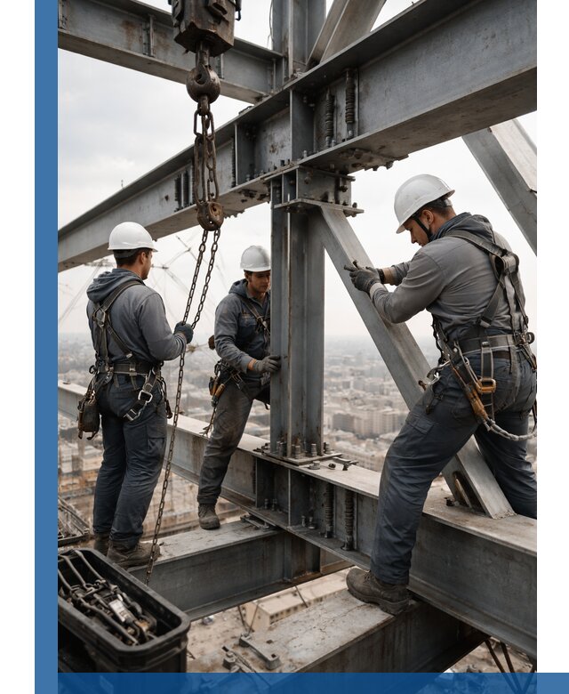 Профессиональный монтаж металлоконструкций на высоте в Тюмени