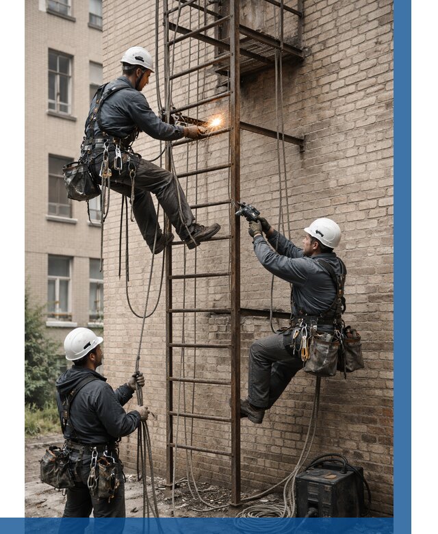 Ремонт пожарной лестницы в Тюмени от 7655 р. | ВЫСОТНИК-Тюм