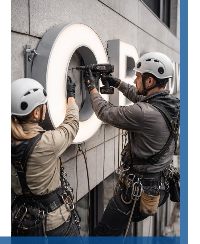 Монтаж световых букв в Тюмени от 3062 р. под ключ ВЫСОТНИК-Тюм