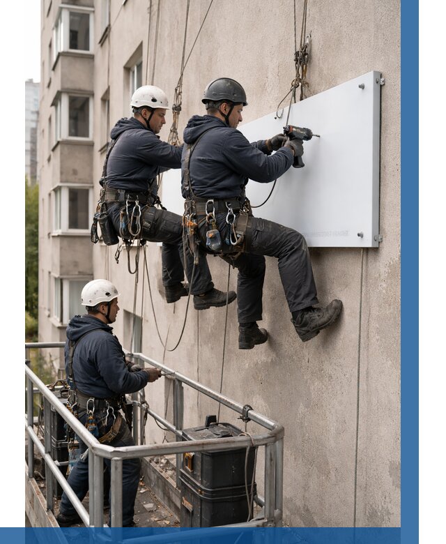 Монтаж табличек и указателей в Тюмени от 3572 р. | ВЫСОТНИК-Тюм