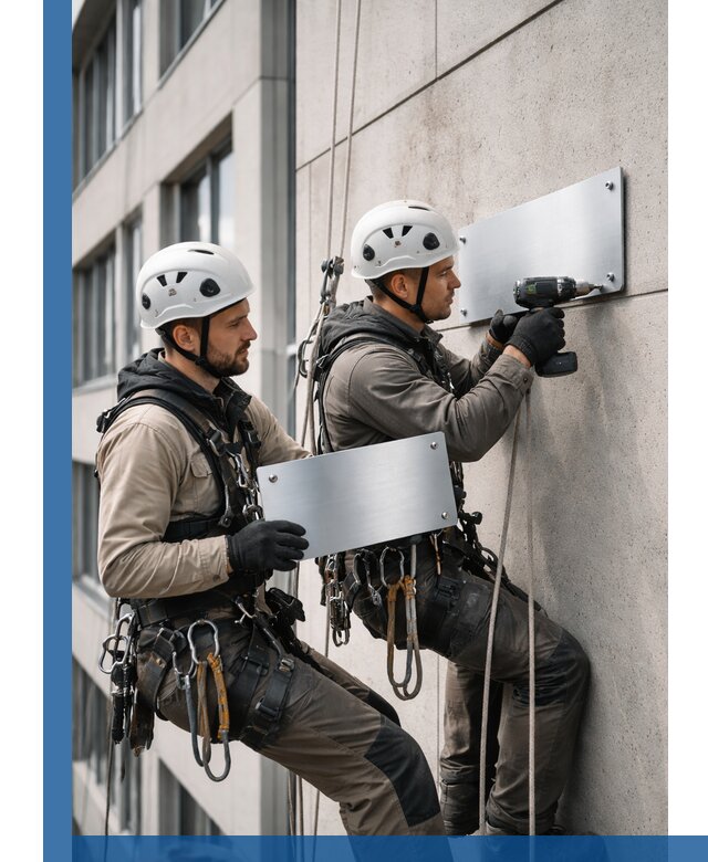 Монтаж табличек и указателей в Тюмени для зданий и сооружений