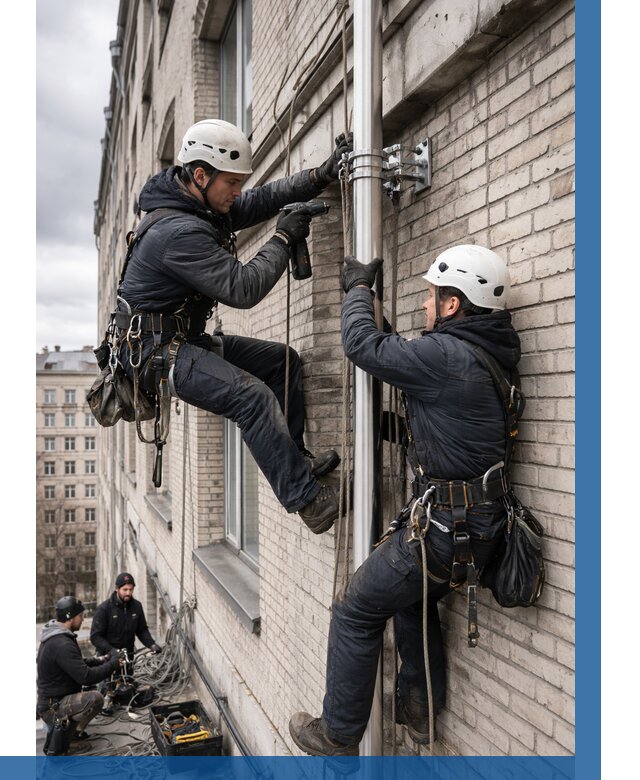 Монтаж флагштока на здании в Тюмени от 6635 р. | ВЫСОТНИК-Тюм