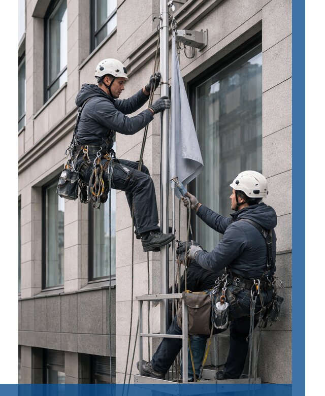 Установка флагов на фасаде в Тюмени от 4593 р. | ВЫСОТНИК-Тюм