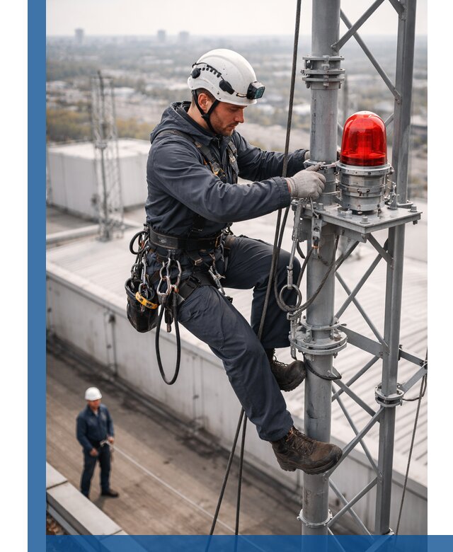 Монтаж заградительных огней и обслуживание объектов в Тюмени