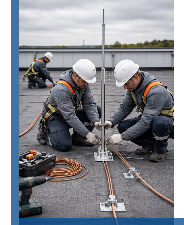 Монтаж молниезащиты на кровле в Тюмени под ключ с гарантией