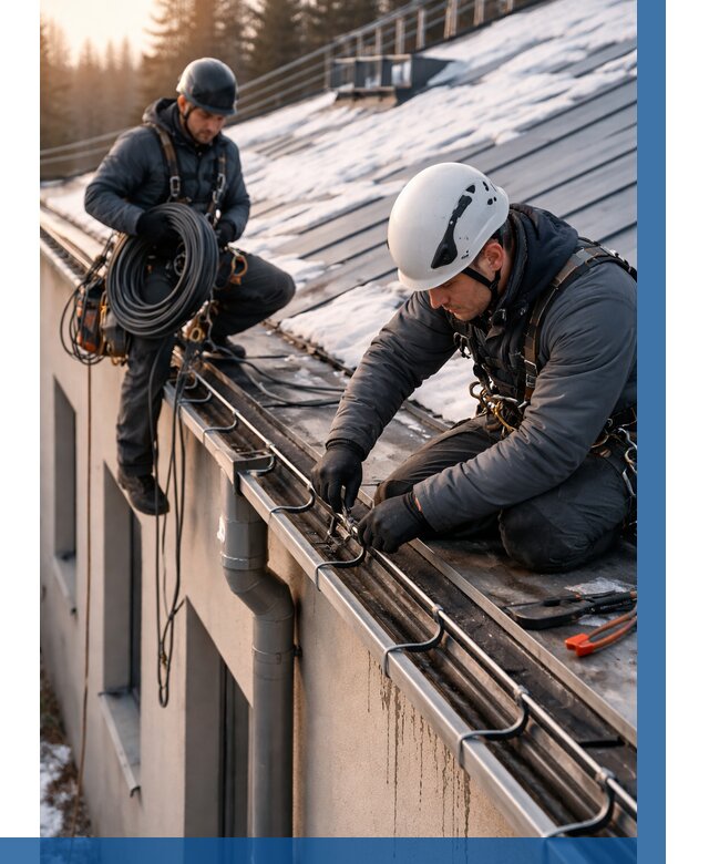 Монтаж греющего кабеля на кровле в Тюмени от 459 р. | ВЫСОТНИК-Тюм