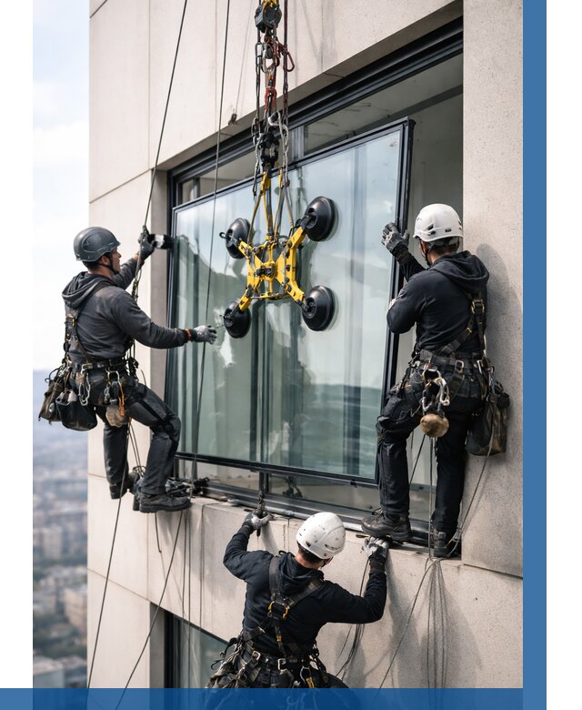 Монтаж стеклопакетов на высоте в Тюмени от 3266 р. | ВЫСОТНИК-Тюм