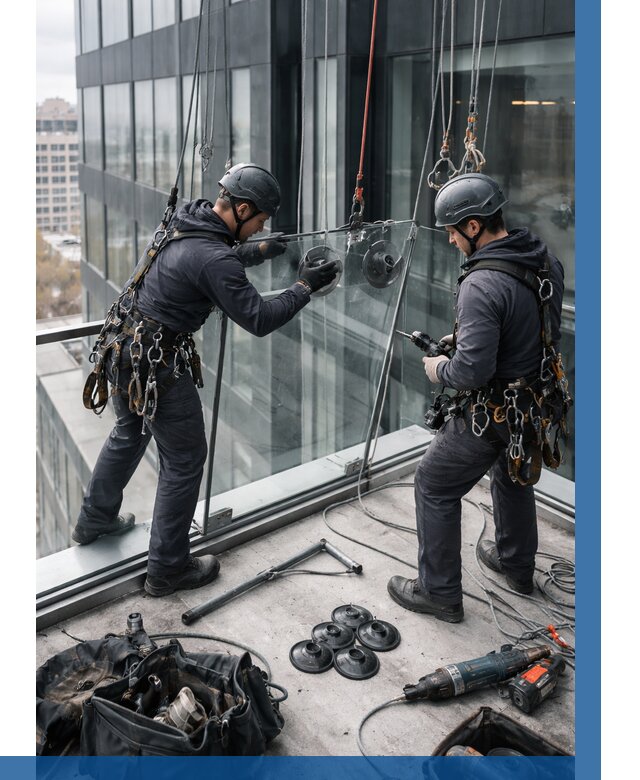 Монтаж стеклянных ограждений в Тюмени от 2552 р. | ВЫСОТНИК-Тюм