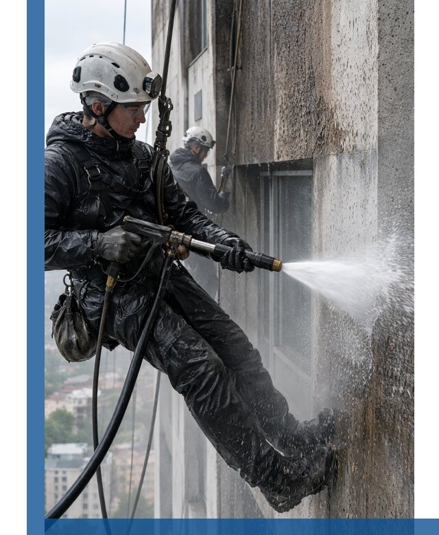 Гидроструйная очистка фасадов и конструкций в Тюмени