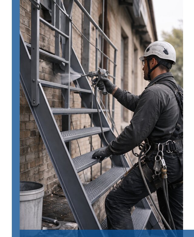 Покраска и антикоррозионная защита пожарных лестниц в Тюмени