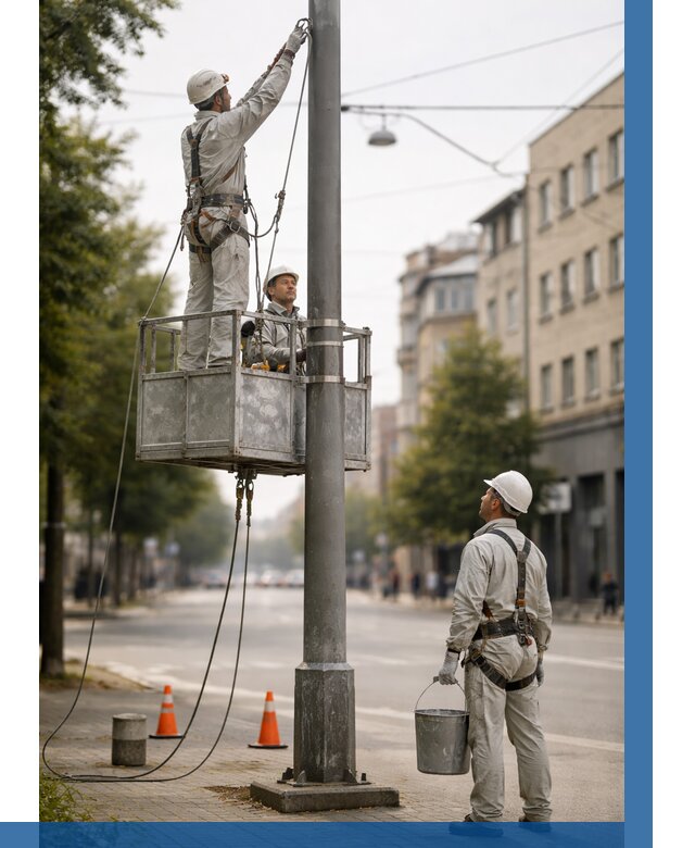 Покраска опор освещения в Тюмени от 5104 р. | ВЫСОТНИК-Тюм