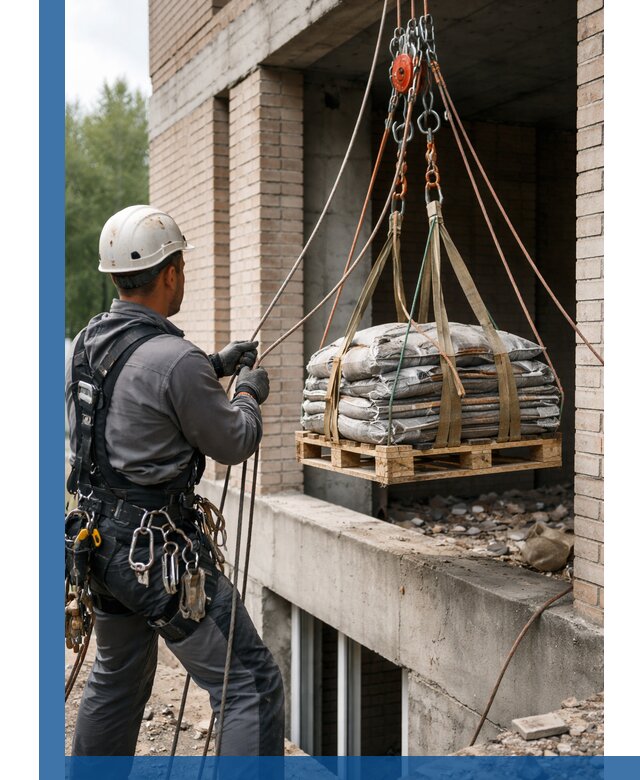 Подъем материалов на этаж веревками в Тюмени оперативно