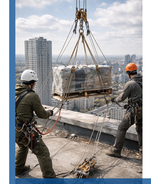 Подъем и монтаж крупногабаритных грузов на крышу в Тюмени