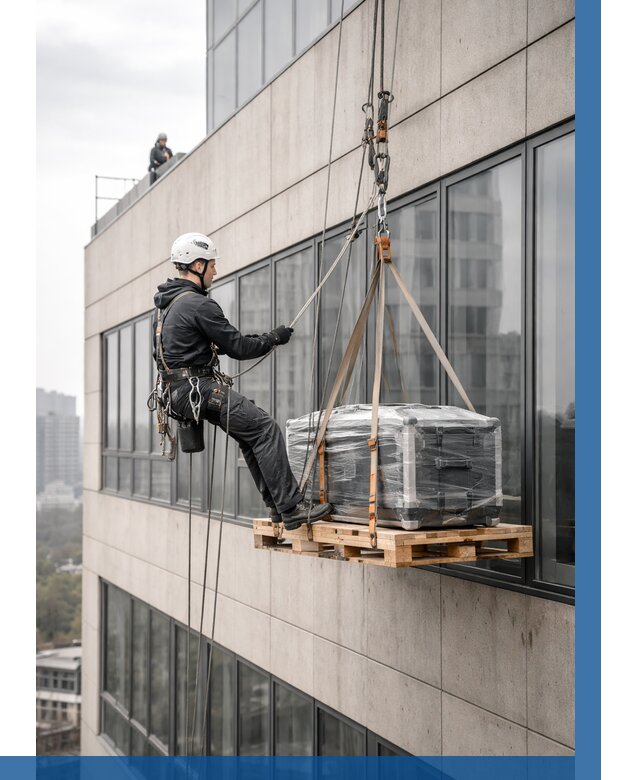 Спуск груза по фасаду в Тюмени от 3572 р. | ВЫСОТНИК-Тюм