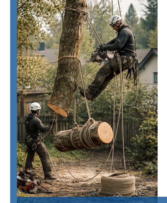 Валка деревьев частями в Тюмени, безопасно и аккуратно