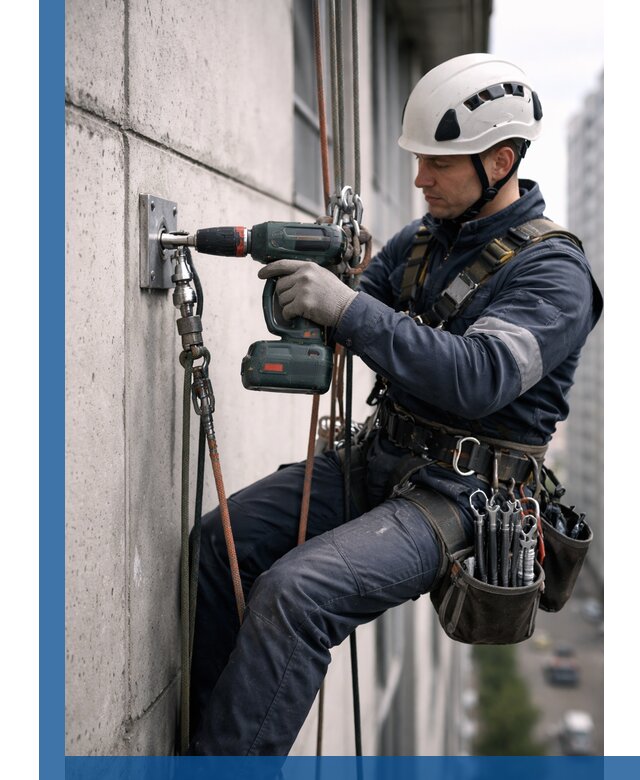 Установка анкерных точек для высотных работ в Тюмени