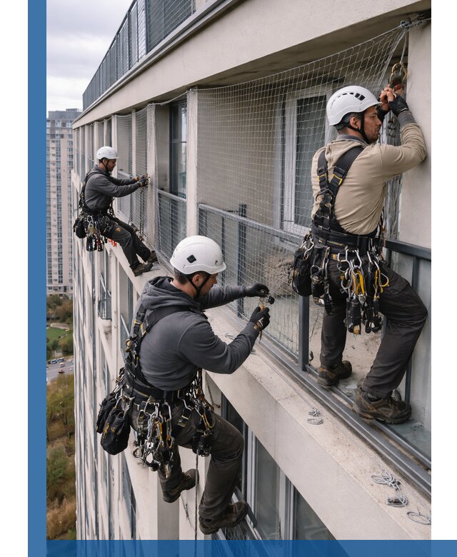 Профессиональный монтаж защитной сетки от птиц в Тюмени